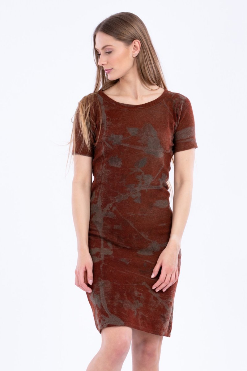 Brown printed wool dress SYLVIA – Image 4