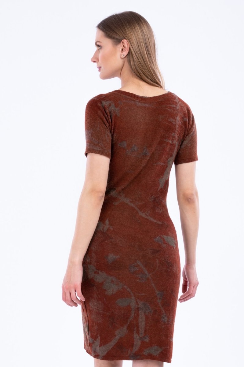 Brown printed wool dress SYLVIA – Image 6