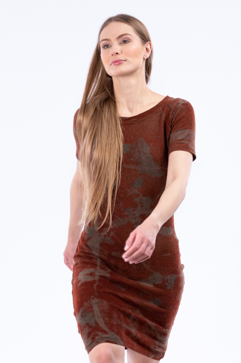 Brown printed wool dress SYLVIA – Image 3