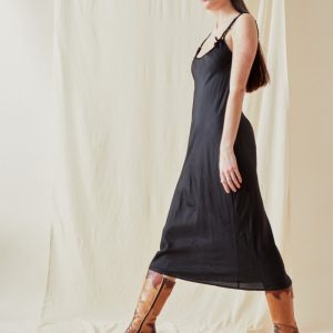 Black midi viscose slip dress DIA