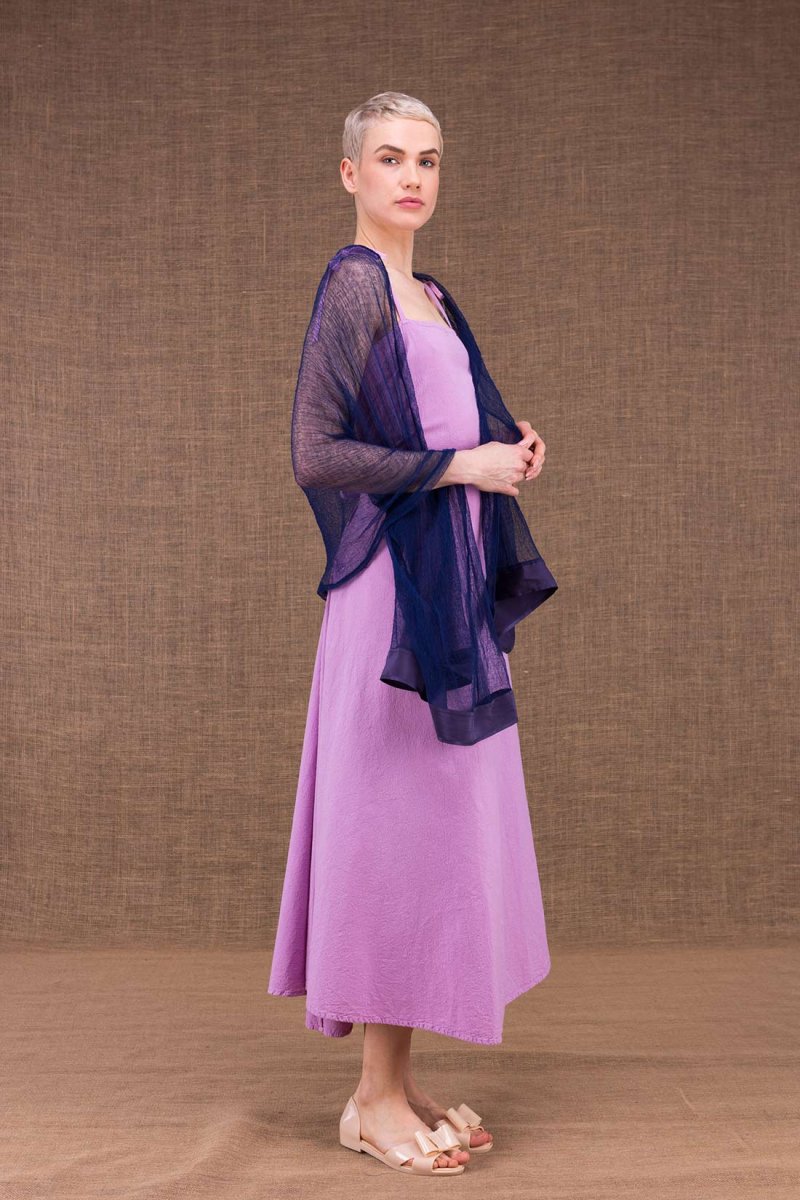 Cobalt blue organic cotton gauze shawl SIRRO – Image 3