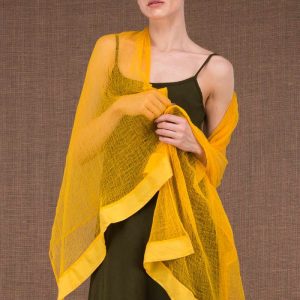 Yellow organic cotton gauze shawl SIRRO