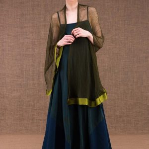 Khaki organic cotton gauze shawl SIRRO