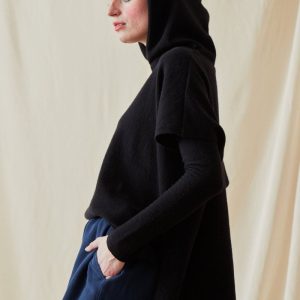 Black wool hoodie for women IBIZA