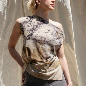 Hand-printed silk cowl neck top SUMI