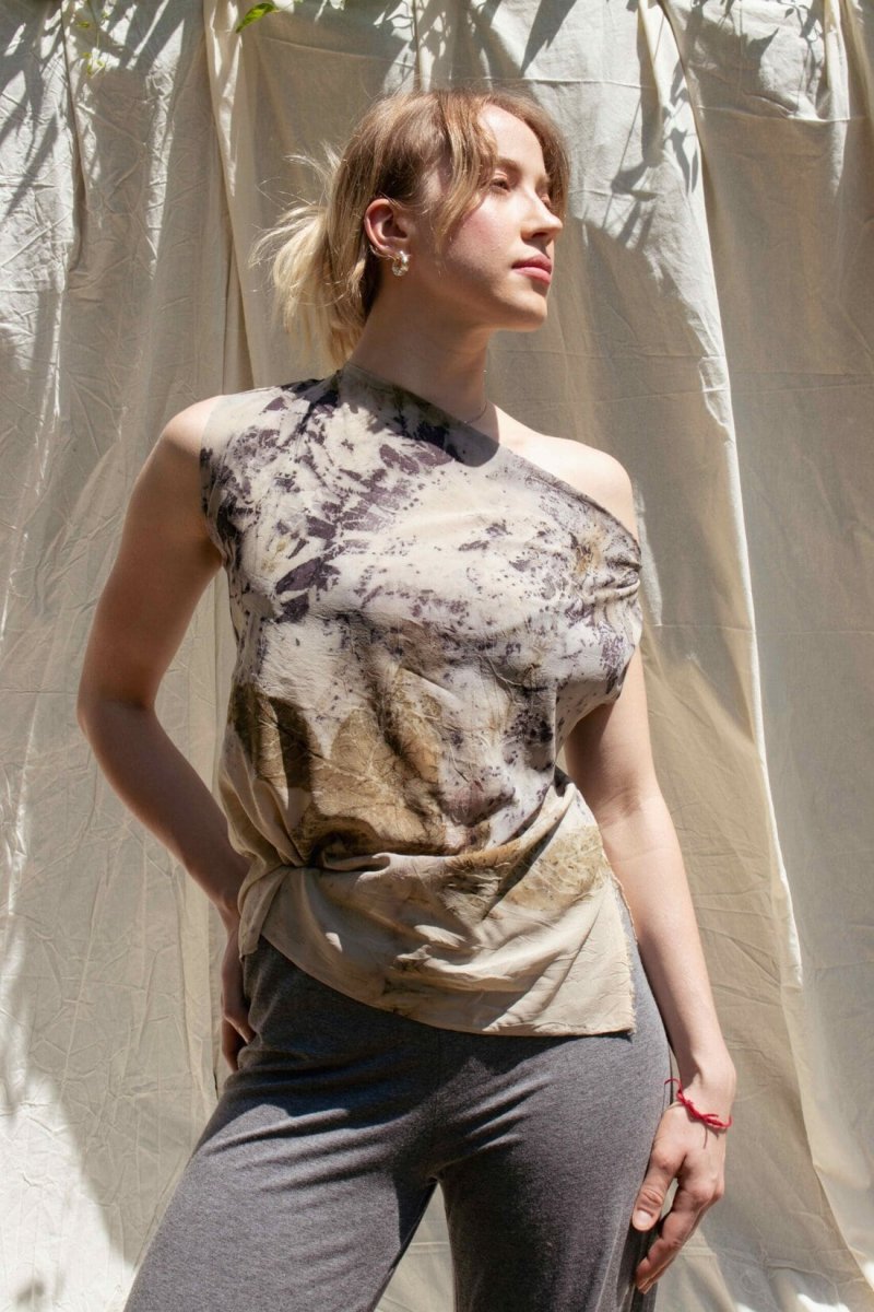 Hand-printed silk cowl neck top SUMI – Image 2