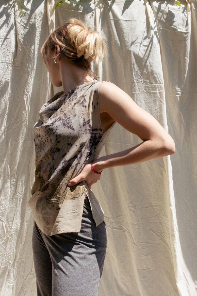 Hand-printed silk cowl neck top SUMI – Image 3