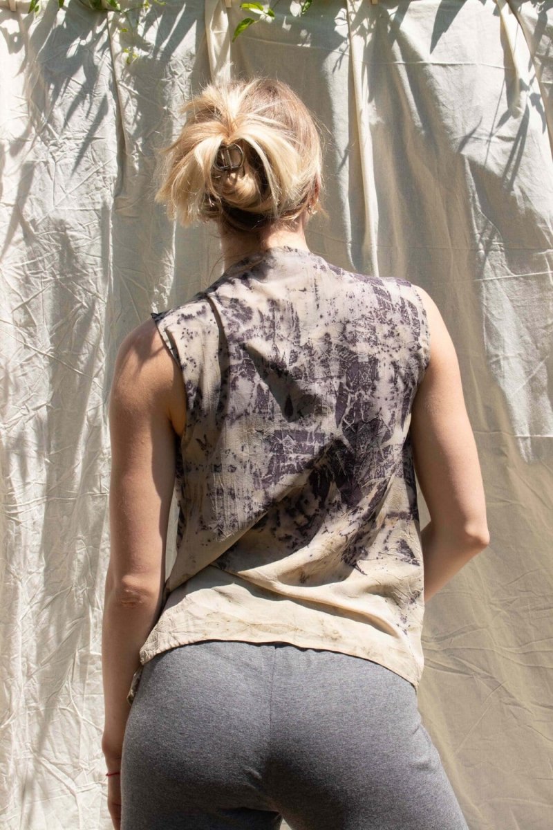 Hand-printed silk cowl neck top SUMI – Image 4