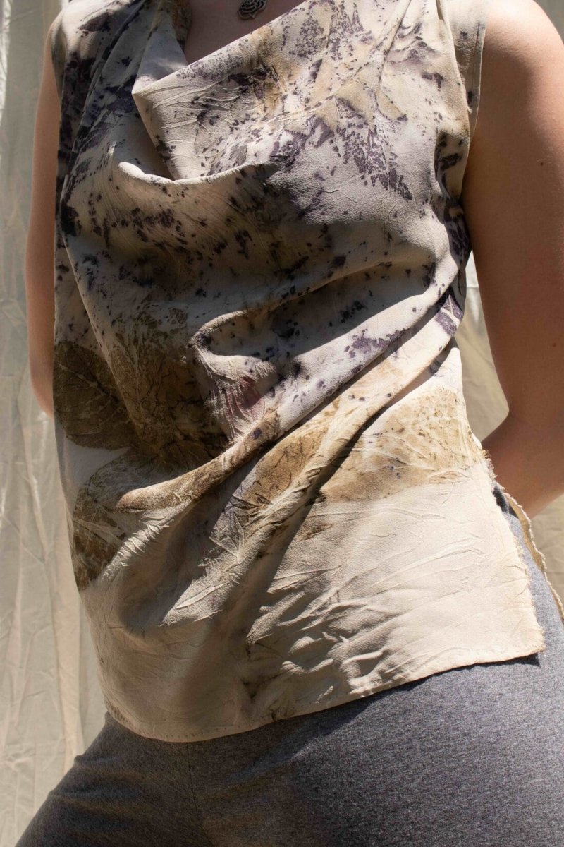 Hand-printed silk cowl neck top SUMI – Image 5