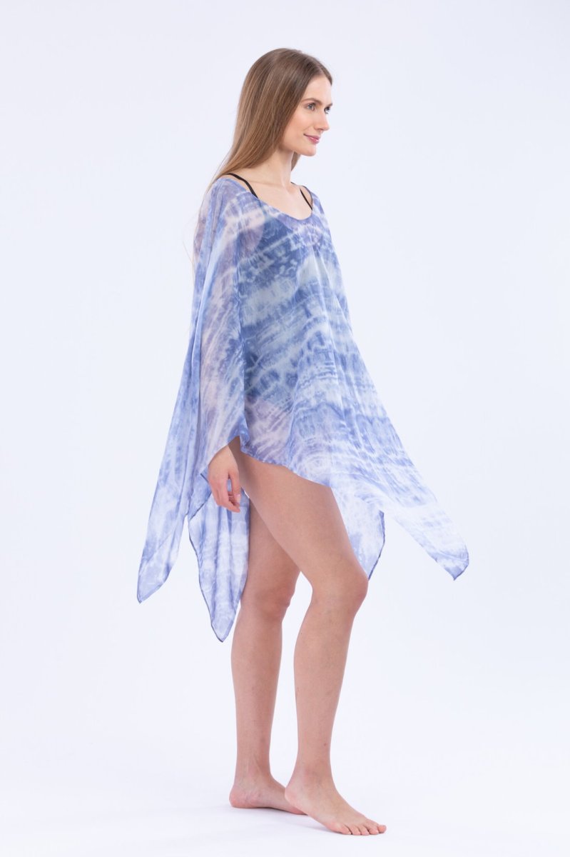 Blue tie-dyed silk tunic for women SKY – Image 3