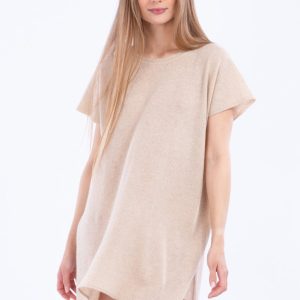Tunique beige large en cachemire pour femme MOA