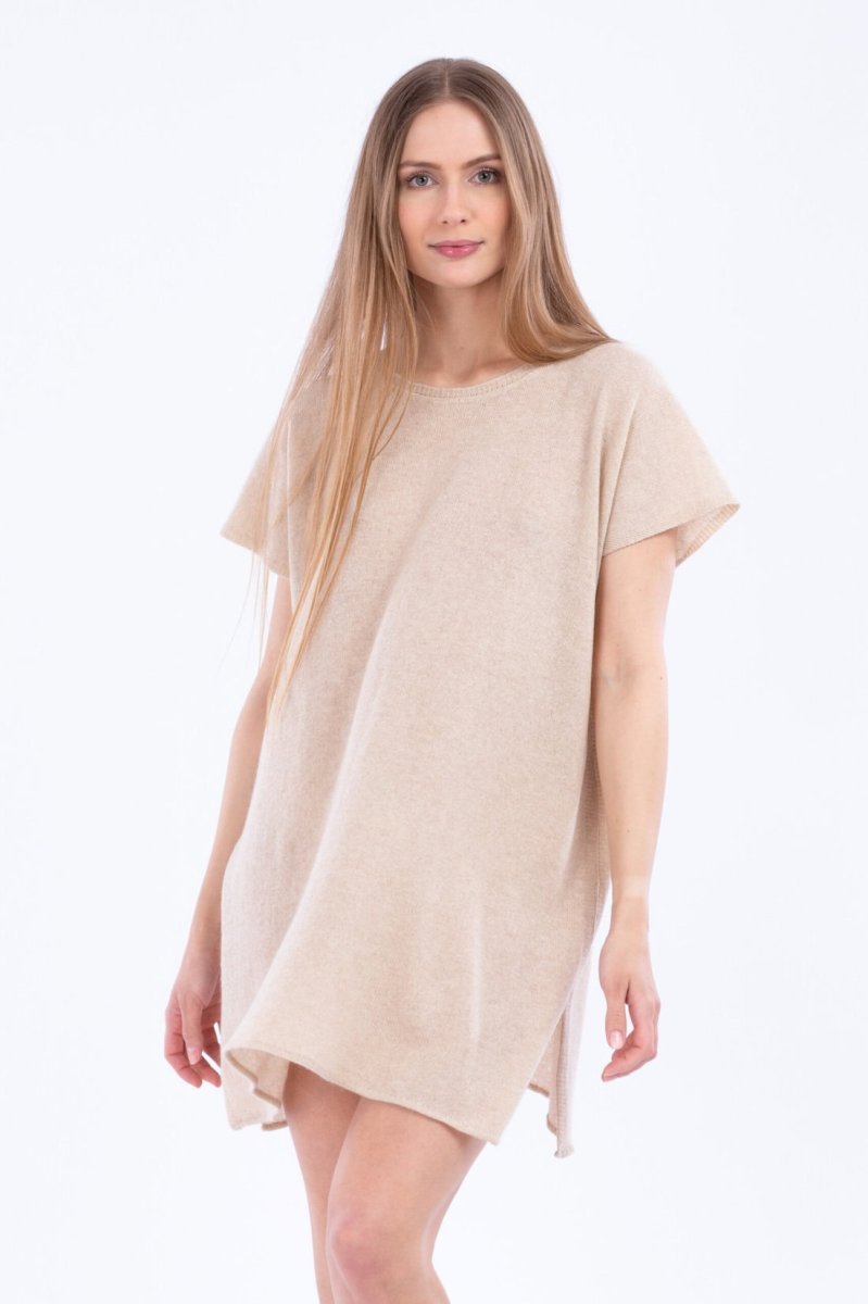 Tunique beige large en cachemire pour femme MOA – Image 2