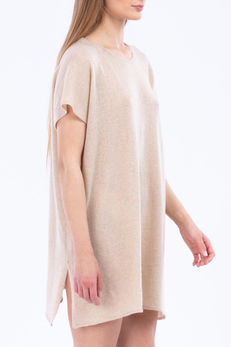 Tunique beige large en cachemire pour femme MOA – Image 4