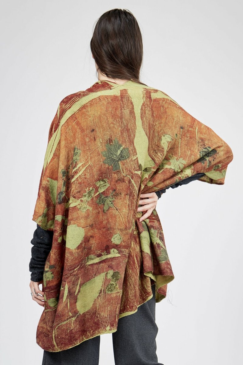 Veste kimono marron pour femme en laine imprimée ISADORA – Image 5