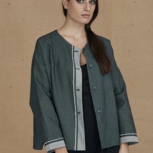 Veste verte courte pour femme en jean JAMES