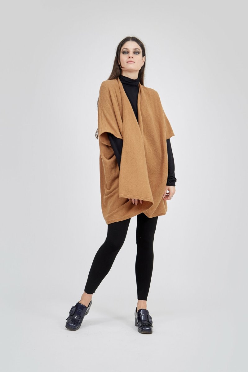 Veste marron large pour femme en laine LADY – Image 3