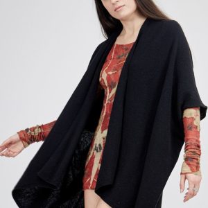 Veste noire large pour femme en laine LADY