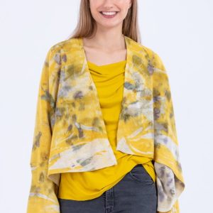 Veste jaune large pour femme en laine imprimée GORA