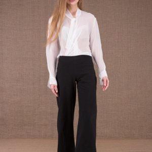Black large organic cotton trousers for women WOW