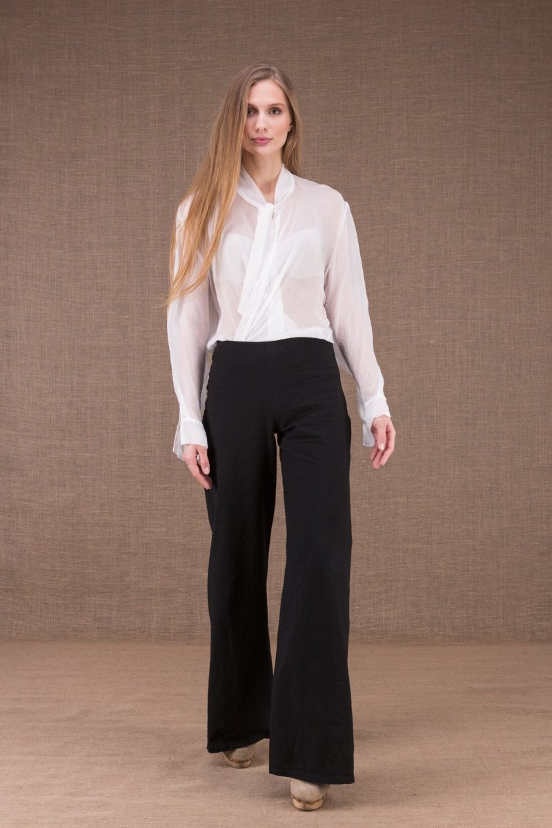 Black large organic cotton trousers for women WOW