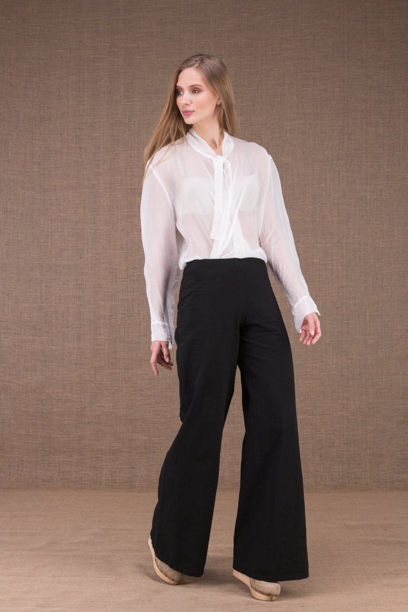 Black large organic cotton trousers for women WOW – Image 3