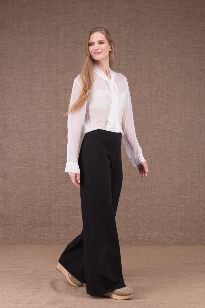 Black large organic cotton trousers for women WOW – Image 4