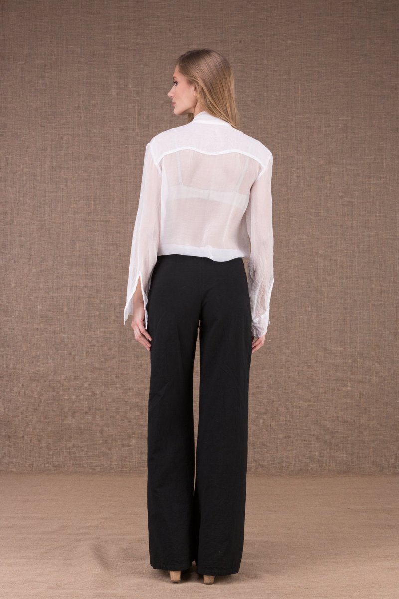 Black large organic cotton trousers for women WOW – Image 5