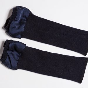 Mitaines bleu marine en laine et soie pour femme BIJOU