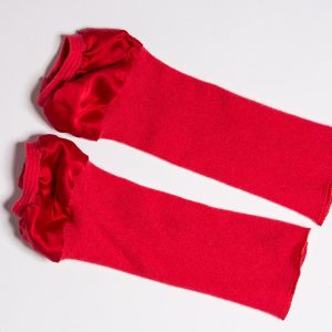 Mitaines rouge corail en laine et soie pour femme BIJOU