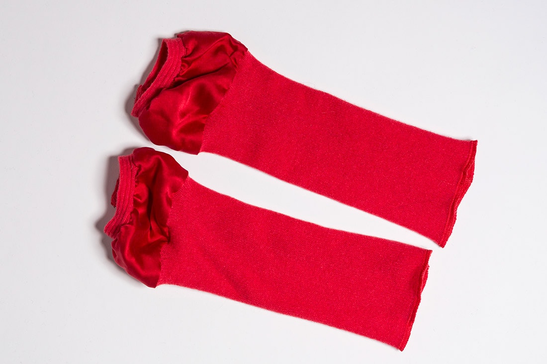 Mitaines rouge corail en laine et soie pour femme BIJOU – Image 2