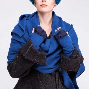 Mitaines bleues en laine et soie pour femme BIJOU