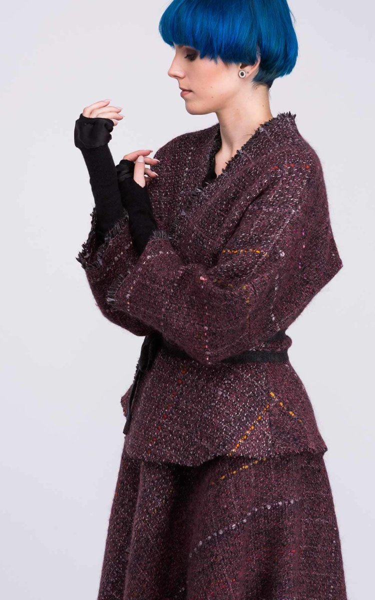 Mitaines noires en laine et soie pour femme BIJOU – Image 3