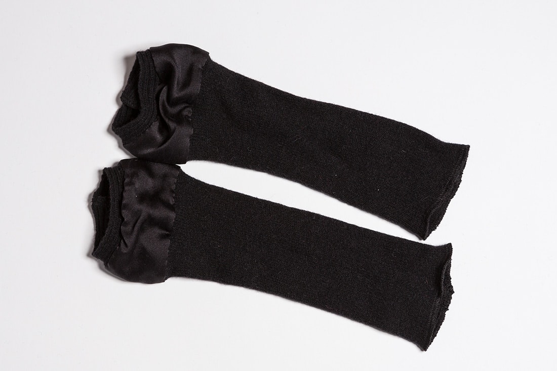 Mitaines noires en laine et soie pour femme BIJOU – Image 5