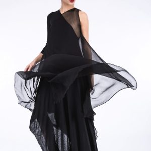 Robe noire longue en soie et viscose ANGELICA