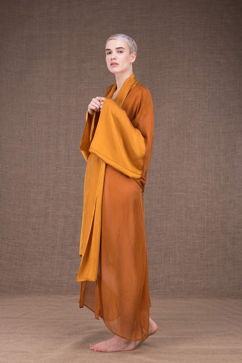 Yellow silk kimono dress WEZEN – Image 4
