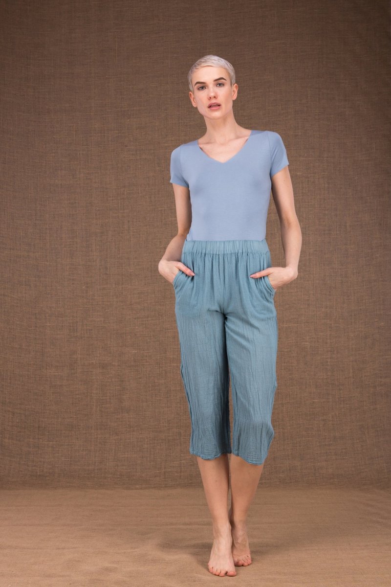 Blue organic cotton trousers for women WIATR