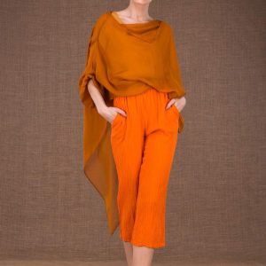 Pantalon orange en coton bio pour femme WIATR