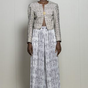 Ensemble haut avec pantalon pied de poule imprimé tissu wafa