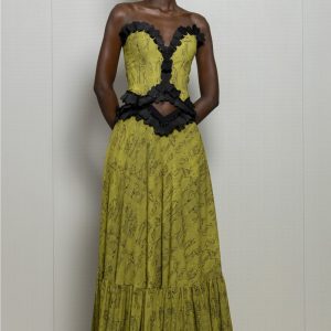 Robe sexy avec motif corset noire tissu imprimé wafa