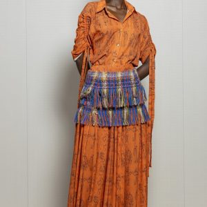 Ensemble haut avec longue jupe pieds de en avec pagne tissé