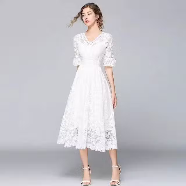 Robe Bohème Chic Longue Dentelle Blanche
