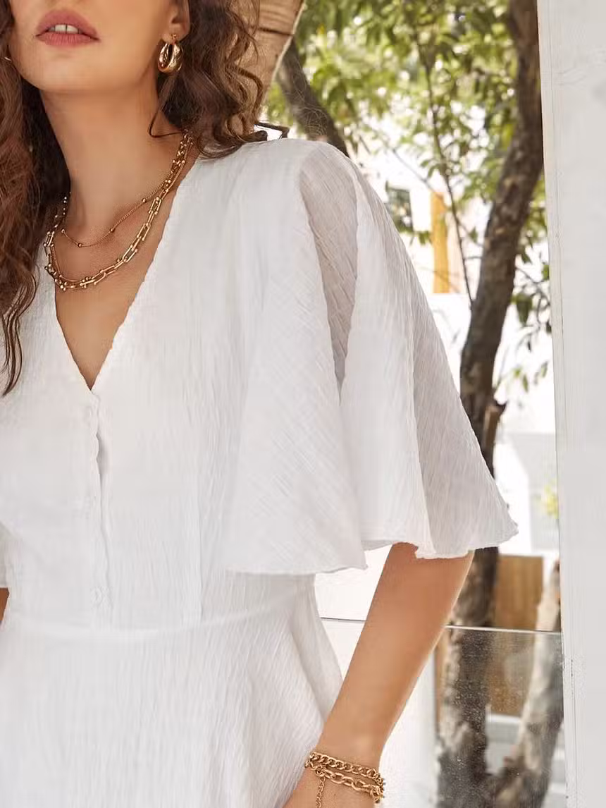 Robe Bohème Courte Blanche – Image 6