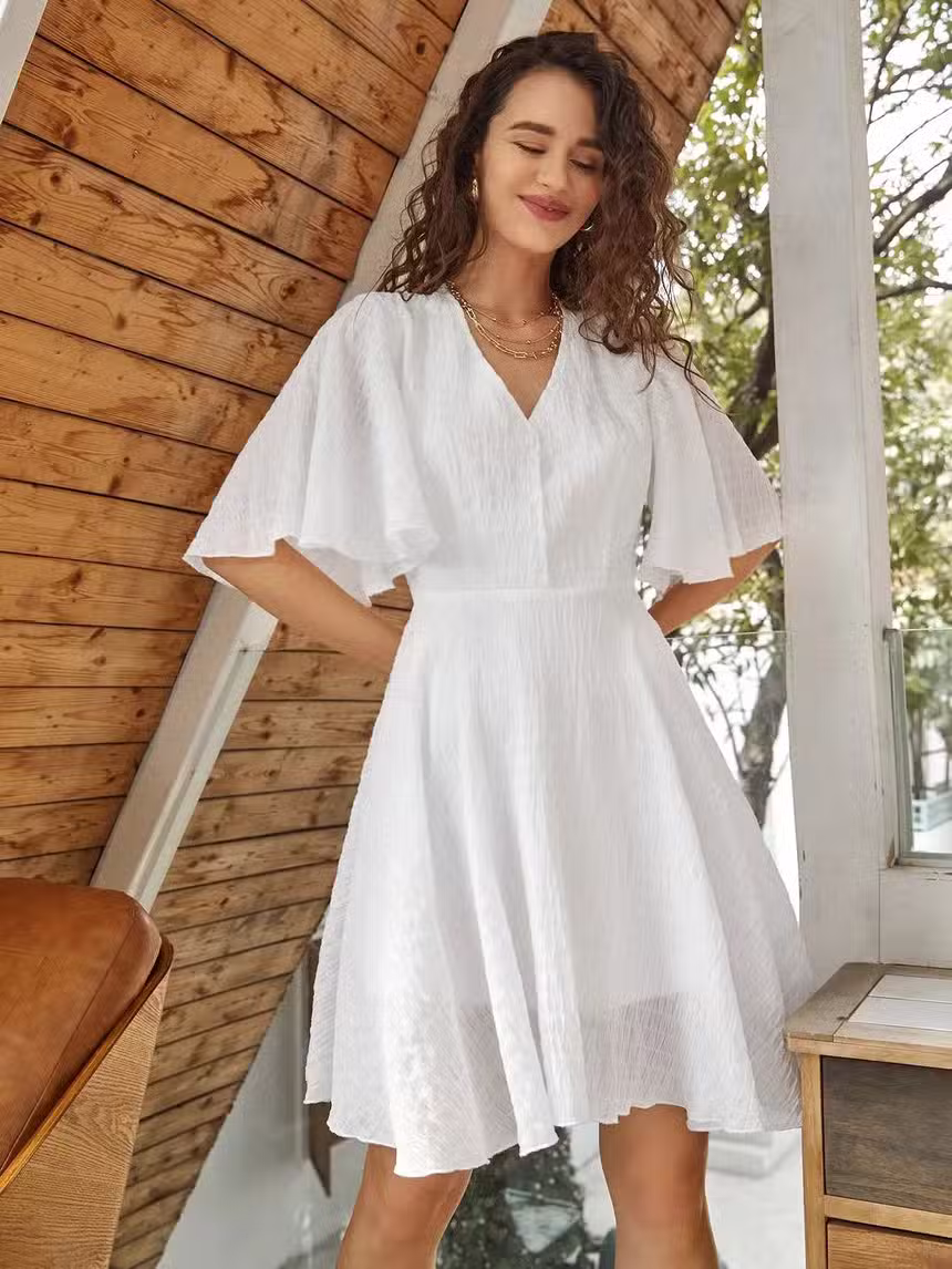 Robe Bohème Courte Blanche – Image 3