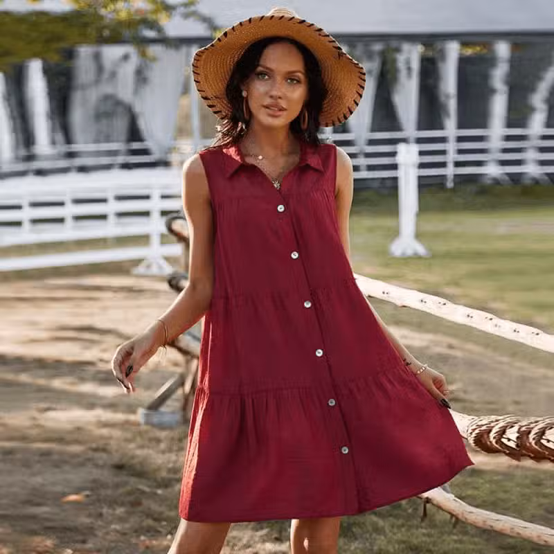 Robe Bohème Courte Rouge