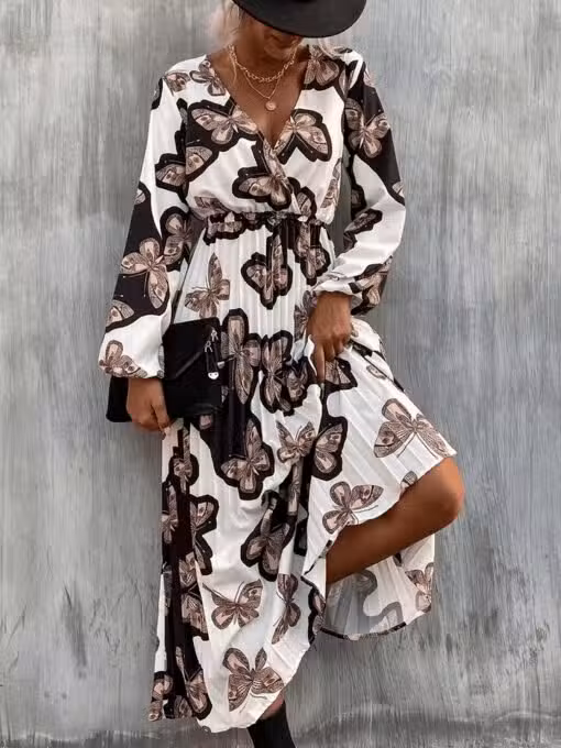 Robe Champetre Blanc Et Marron