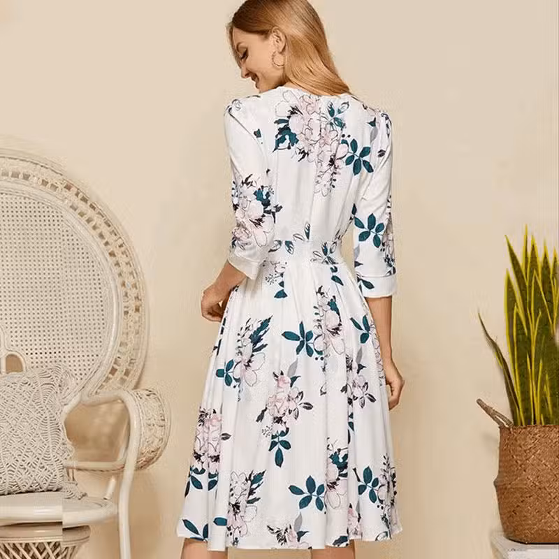 Robe De Cérémonie Bohème à Fleurs Blanches – Image 5