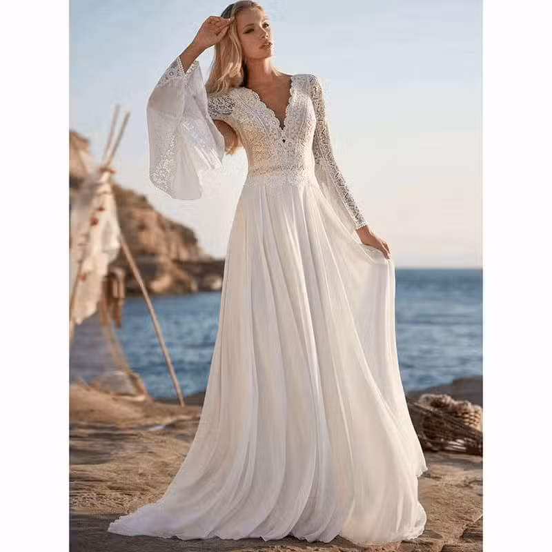 Robe De Mariage Bohème Corsage Dentelle