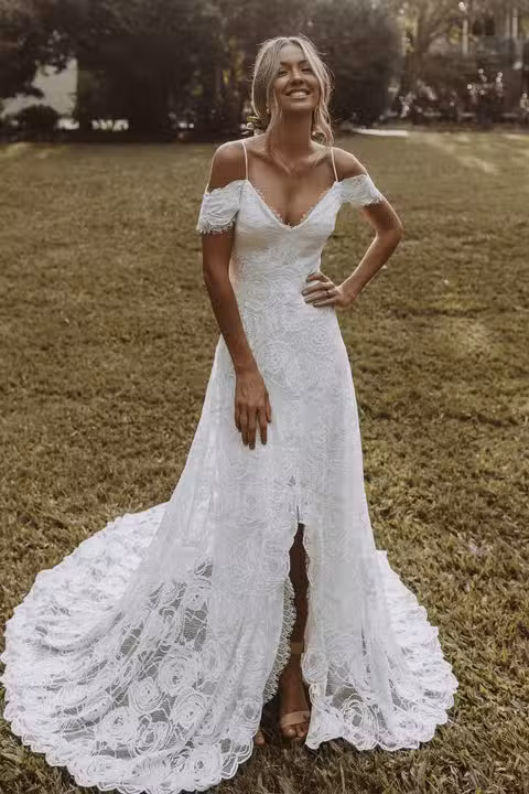Robe De Mariée Bohème Avec Dentelle