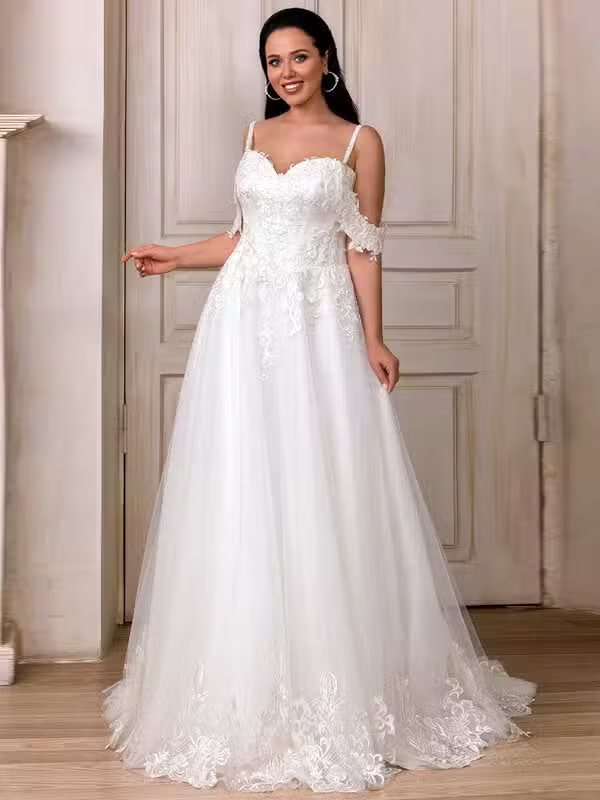 Robe De Mariée Bohème Chic Dentelle Bretelles Fines – Image 2