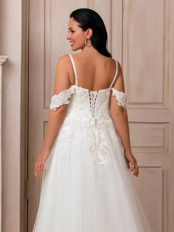 Robe De Mariée Bohème Chic Dentelle Bretelles Fines – Image 5